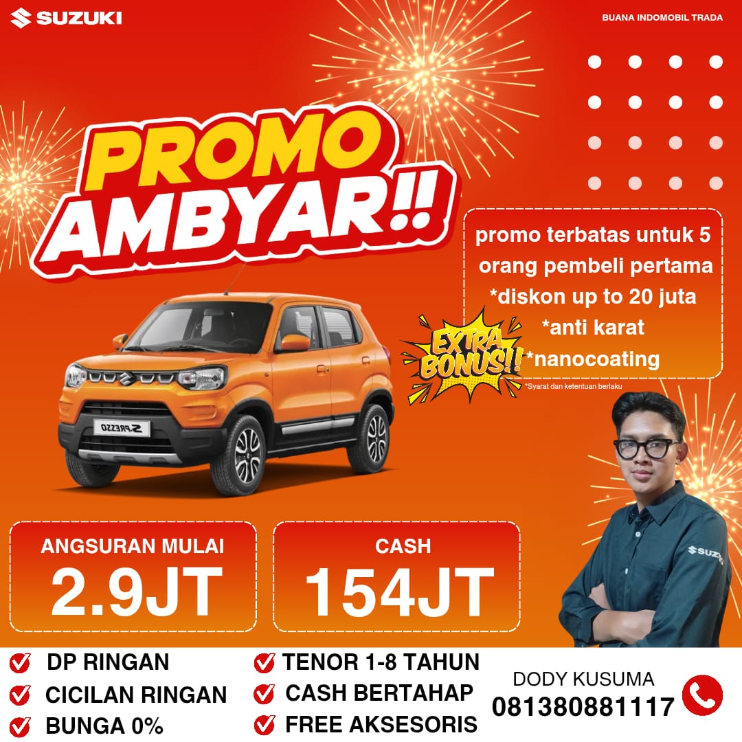Promo Ambyar Suzuki S-Presso – Angsuran Mulai 2,9 Juta & Cash 154 Juta!
