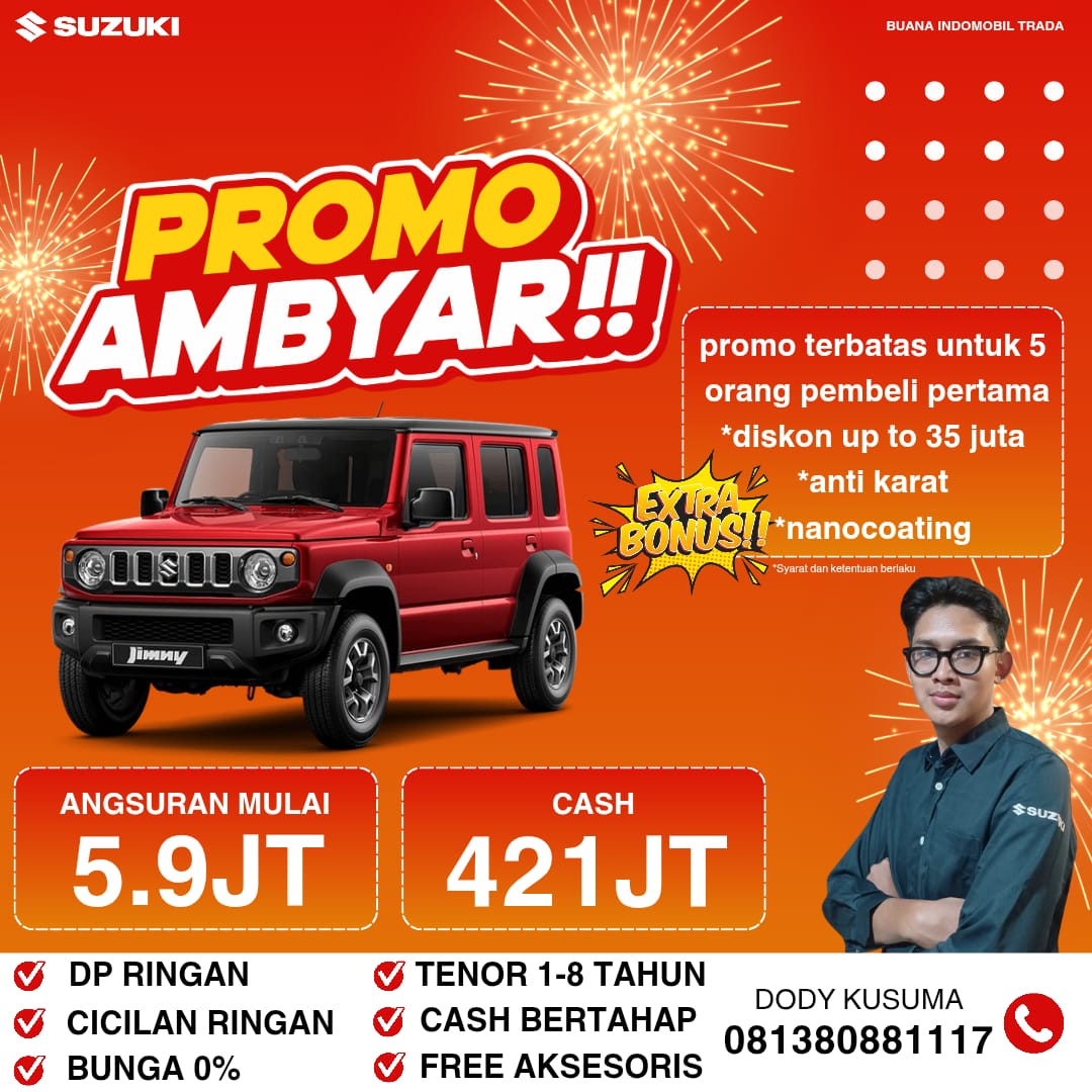 Promo Ambyar Suzuki Jimny – Angsuran Mulai 5,9 Juta & Cash 421 Juta!