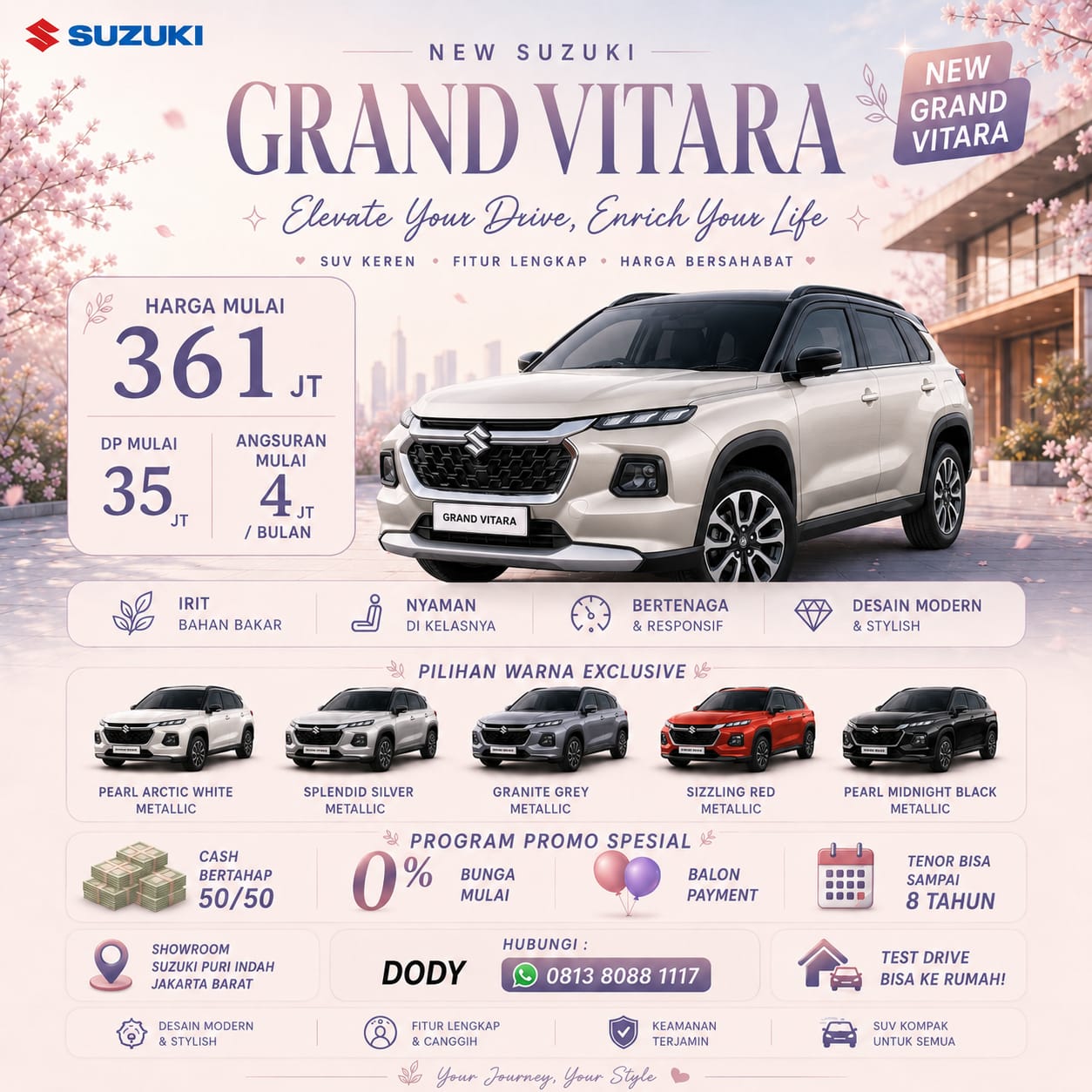 Promo New Suzuki Grand Vitara – Harga Mulai 361 Juta, DP 35 Juta & Angsuran 4 Jutaan!