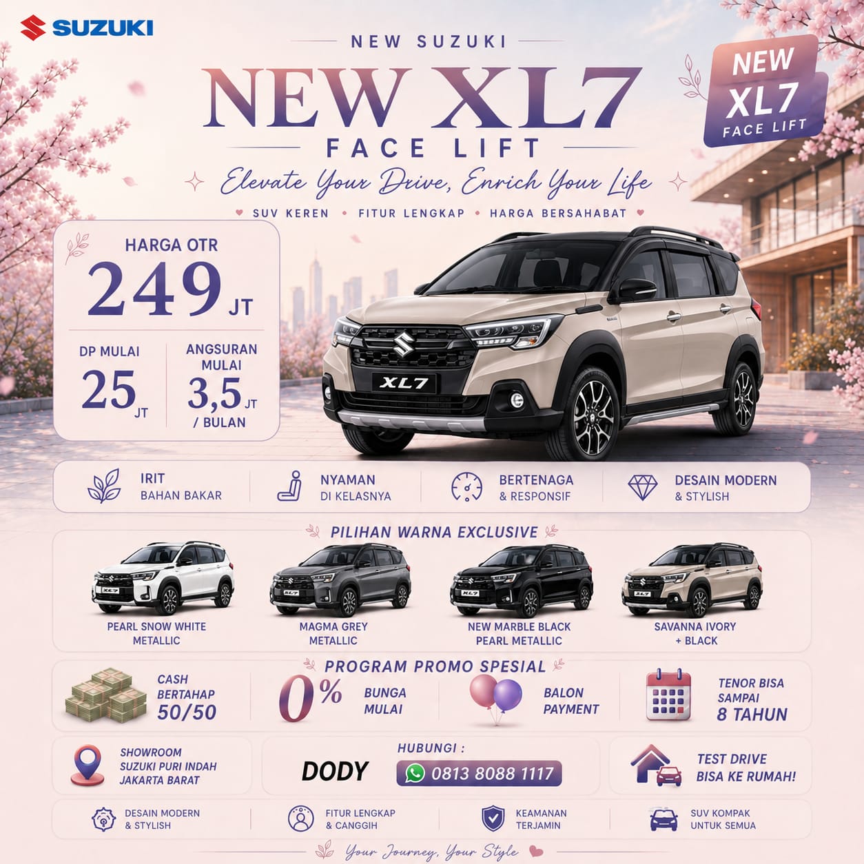 Promo New Suzuki XL7 Face Lift – Harga OTR 249 Juta, DP 25 Juta & Angsuran 3,5 Jutaan!