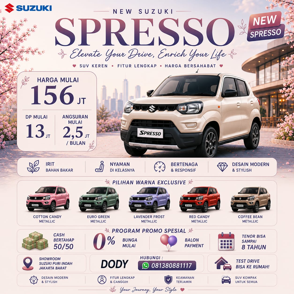 Promo Suzuki Spresso – Harga Mulai 156 Juta, DP 13 Juta & Angsuran 2,5 Jutaan!